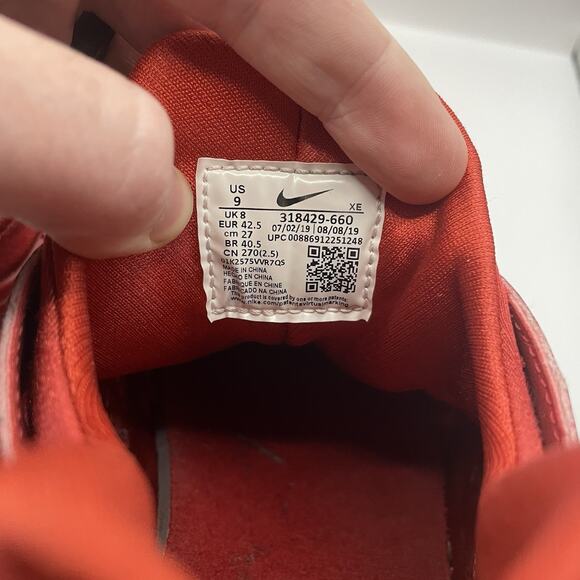 Men’s 9 Nike Air Huarache Run Triple Varsity Red Athletic Sneakers 318429-660 - Picture 7 of 8